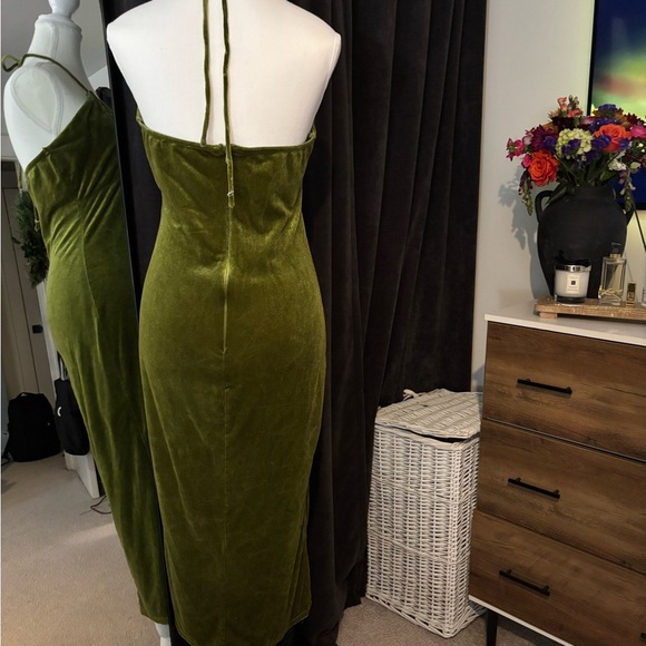 Fashion Nova Olive Green Halter Dress - Picture 3 of 4